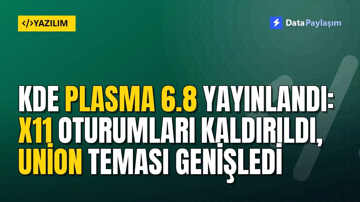 KDE Plasma 6.8 yayınlandı: X11 oturumları kaldırıldı, Union teması genişledi