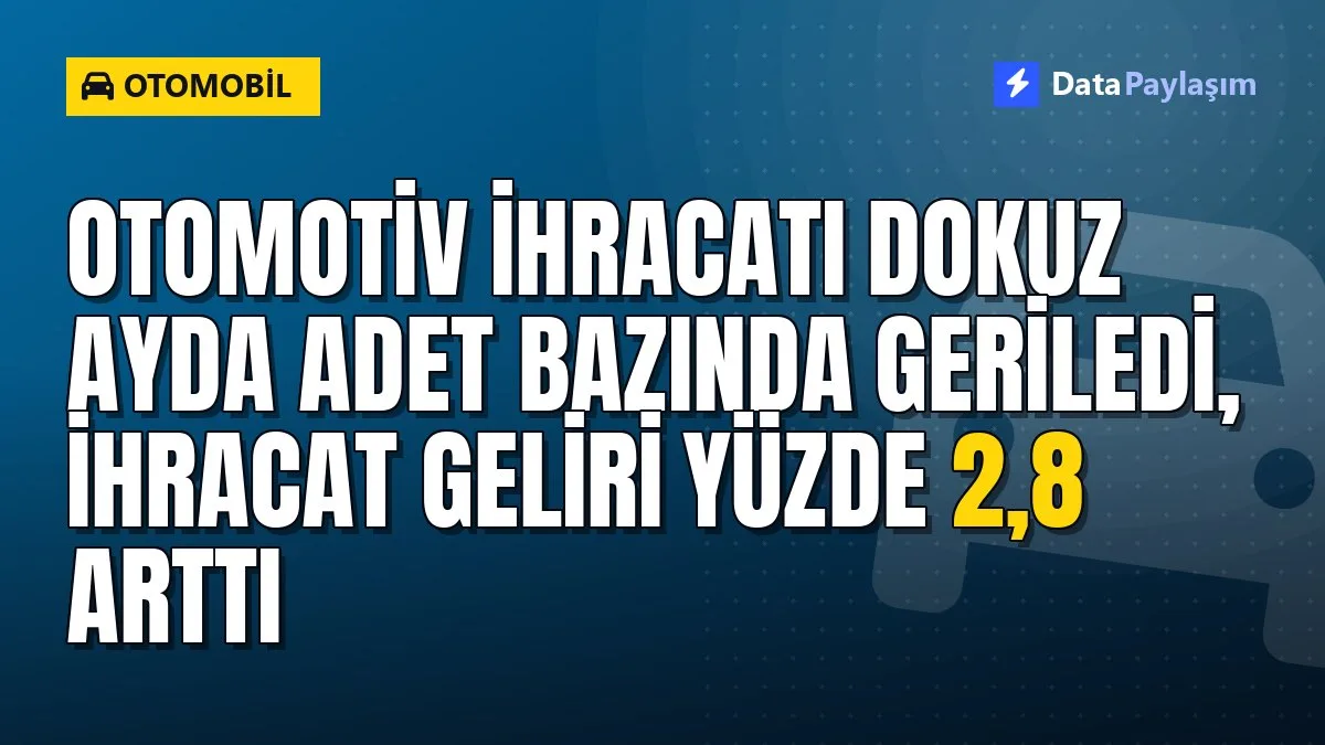 Otomotiv ihracatı dokuz ayda adet bazında geriledi, ihracat geliri yüzde 2,8 arttı